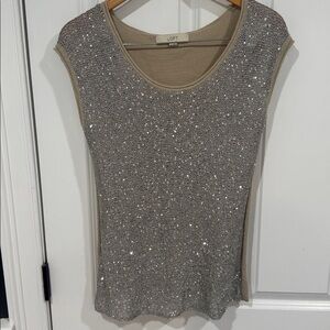 LOFT Sparkling Silver Cap Sleeve Top